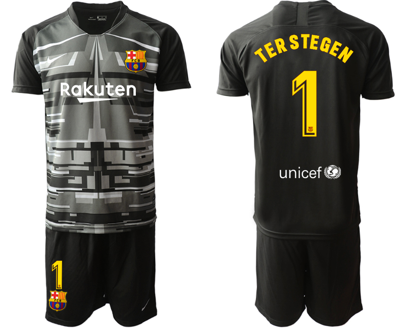 Men 2020-2021 club Barcelona black goalkeeper #1 Soccer Jerseys->barcelona jersey->Soccer Club Jersey